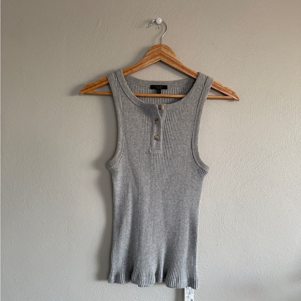 Massimo Dutti 100% Cotton Ribbed Stretch Tank
